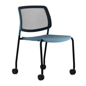 Barú 4 patas + ruedas Silla interlocutora económica estructura en tubo de acero asiento tapizado con ruedas