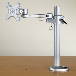 Soporte Brazo Monitor Sencillo Un Codo Soporte Brazo Monitor Sencillo Un Codo Monitores de 22¨. Con prensa hasta para superficies de 7 cm. Compatible con VESA 75*75mm o 100*100 mm Con llave bristol para ajuste de tensión del movimiento.